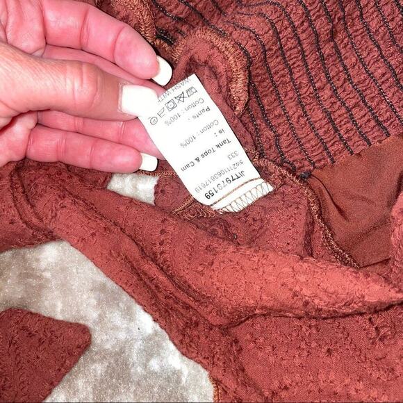 Eyelet Embroidery Ruffle Trim Knot Front Cami Top & Shorts Set SZ 4 chocolate - Picture 14 of 14